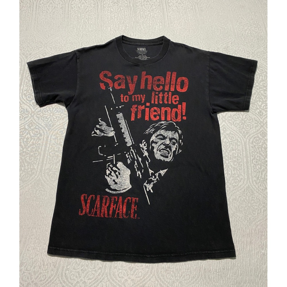 Scarface Movie T Shirt Tony Montana Say Hello‎ To My Little Friend Black Size M